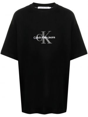 Bavlnené tričko s potlačou Calvin Klein čierna