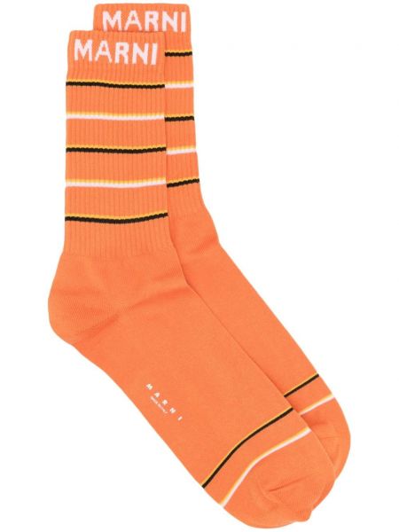 Pamučne čarape s vezom Marni narančasta