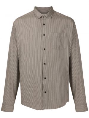 Pruhovaná košeľa na gombíky s potlačou Osklen sivá