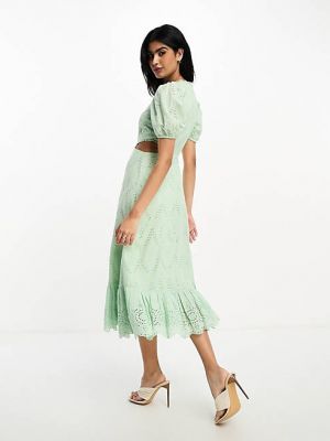 Платье миди с вышивкой French Connection зеленый