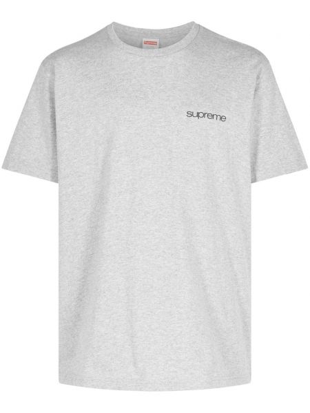 T-shirt en coton à imprimé Supreme gris