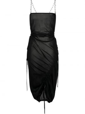 Asimetriska caurspīdīgs kleita Ac9 melns