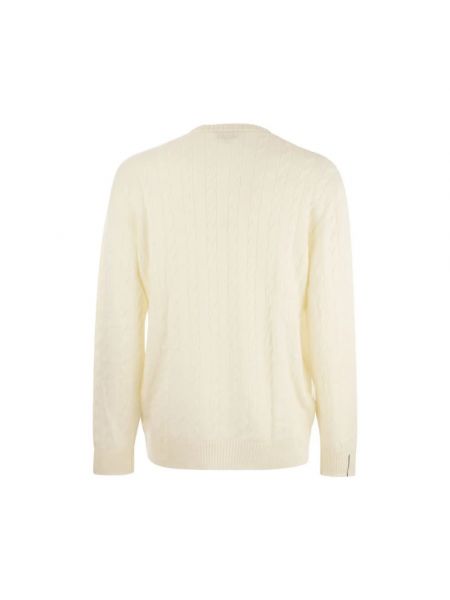 Suéter de lana de cuello redondo Lacoste blanco