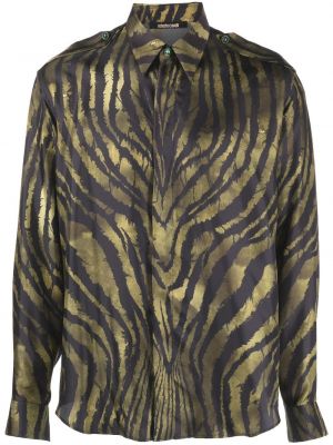 Svilena srajca s potiskom s tigrastim vzorcem Roberto Cavalli