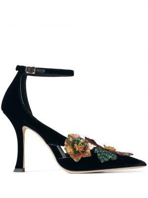 Полуотворени обувки на цветя Jimmy Choo черно