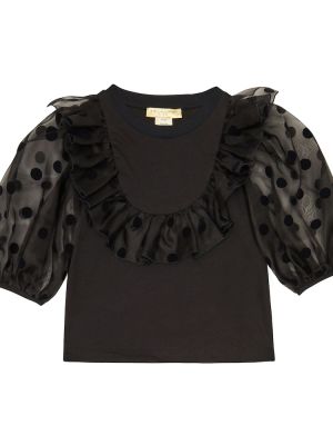 Flekket bomull topp for jenter Stella Mccartney Kids svart