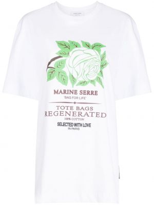 Βαμβακερή μπλούζα με σχέδιο Marine Serre λευκό
