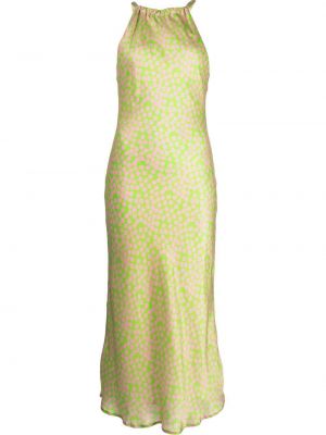 Saténové midi šaty bez rukávů s potiskem Olivia Rubin - zelená