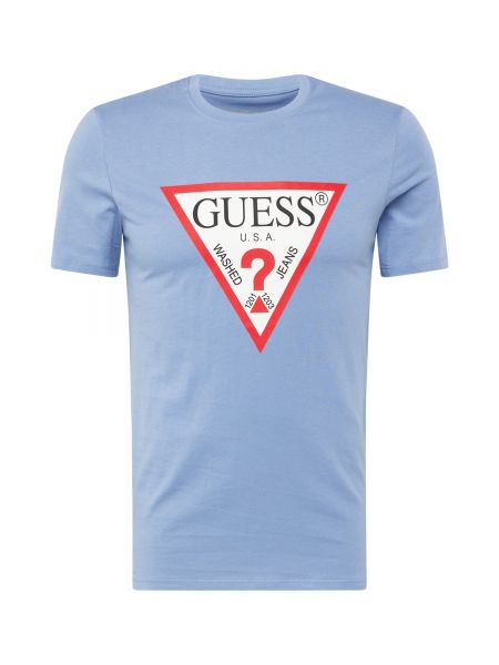 Тениска slim Guess синьо