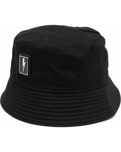 Czarna czapka z nadrukiem Neil Barrett