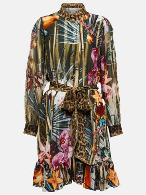 Vestido camisero de seda de flores Camilla