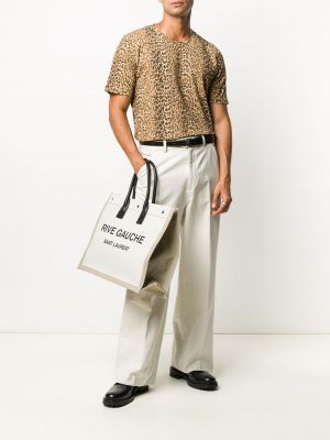 Camiseta con estampado leopardo Saint Laurent marrón