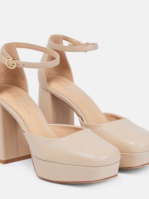 Plattform lær stropper pumper Gianvito Rossi beige