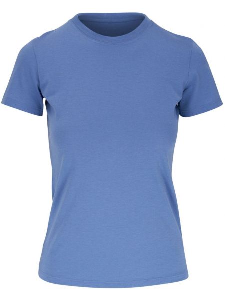 Βαμβακερή μπλούζα με στρογγυλή λαιμόκοψη Vince μπλε