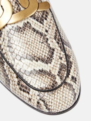 Kožené loafers s hadím vzorem Tod's šedé