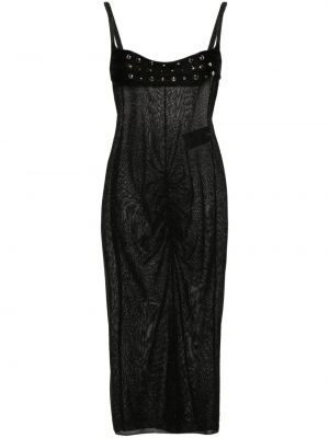 Вечерна рокля с шипове Alessandra Rich черно