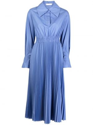 Bavlněné dlouhé šaty s knoflíky s dlouhými rukávy Jonathan Simkhai - modrá