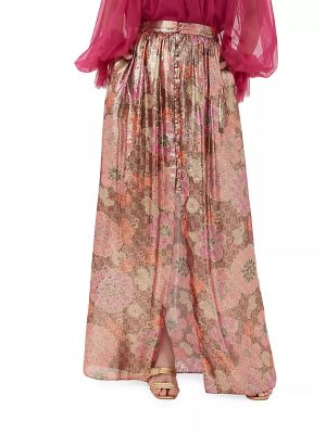 Длинная юбка в цветочек с принтом Trina Turk красная