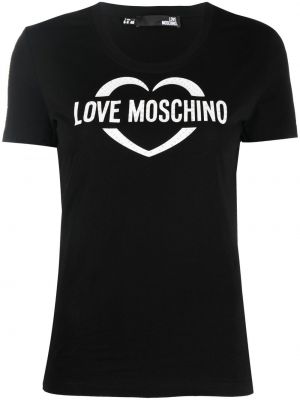 Trykt bomull t-skjorte Love Moschino svart