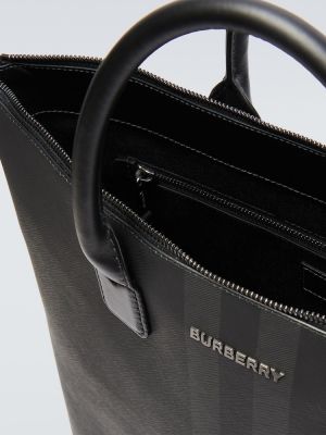 Kockovaná nákupná taška Burberry čierna