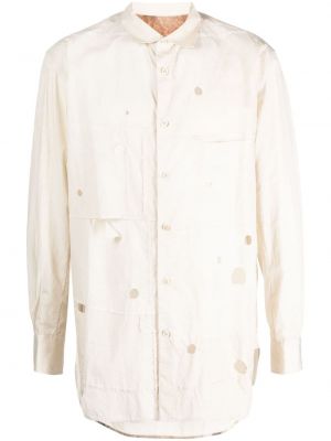 Памучна риза с разкъсвания Ziggy Chen бяло