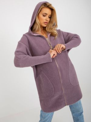 Płaszcz z alpaki z kieszeniami Fashionhunters fioletowy