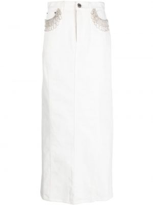 Krištáľová džínsová sukňa Rotate biela