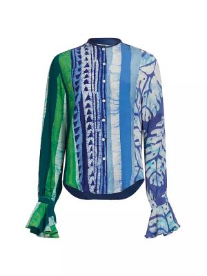Рубашка Gifty с оборками на манжетах Studio blue green
