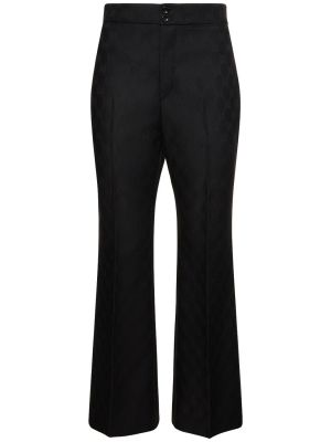 Pantalones de lana de tejido jacquard Gucci negro