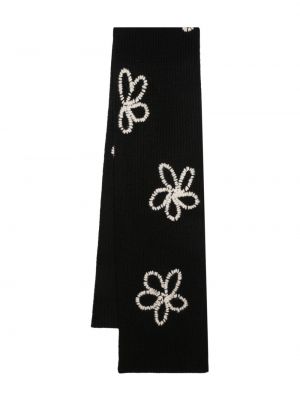 Sciarpa ricamata a fiori Essentiel Antwerp nero