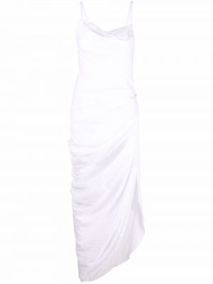 Drapované dlouhé šaty Jacquemus bílé