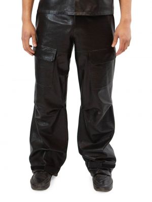 Черные кожаные брюки карго Rta