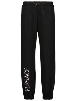 Pantaloni sport din bumbac Versace negru