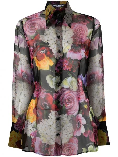 Trykt floral skjorte Dolce & Gabbana svart