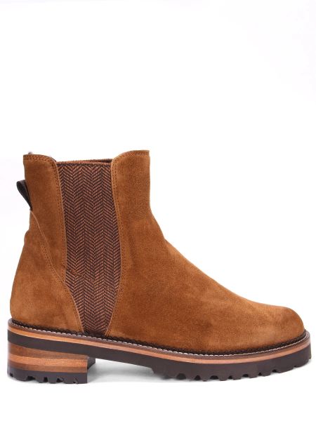 Замшевые ботинки челси с мехом Pertini коричневые