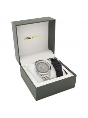 Zegarek GINO ROSSI - GR GIFT SET 02M Silver/Black