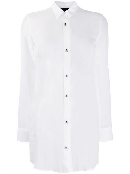 Прозрачна блуза Philipp Plein бяло