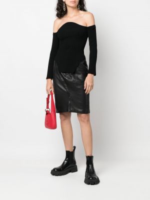 Černé přiléhavé kožená sukně Alaïa Pre-owned