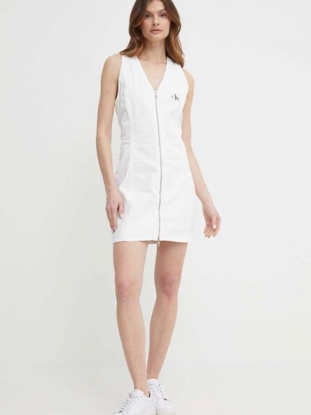 Pamučna mini haljina Calvin Klein Jeans bijela