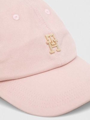 Хлопковая кепка Tommy Hilfiger розовая