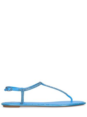 Křišťálové saténové kalhotky string René Caovilla modré