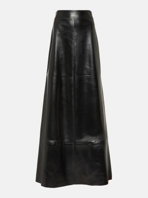 Kožená sukně Saint Laurent černé