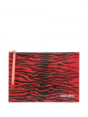 Bolso clutch con estampado con rayas de tigre Kenzo rojo