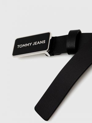 Pasek skórzany Tommy Jeans czarny