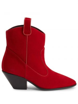 Sametové kotníkové boty Giuseppe Zanotti červené