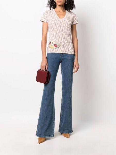 Haftowana koszulka w kwiatki Christian Dior