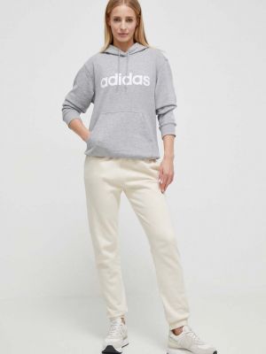 Pamučna hoodie s kapuljačom Adidas siva