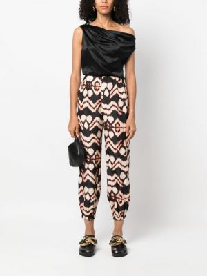 Rovné kalhoty s potiskem s abstraktním vzorem Ulla Johnson černé