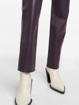 Kožené kalhoty s vysokým pasem z imitace kůže Agolde fialové