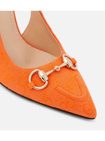 Pantofi cu toc slingback Gucci portocaliu